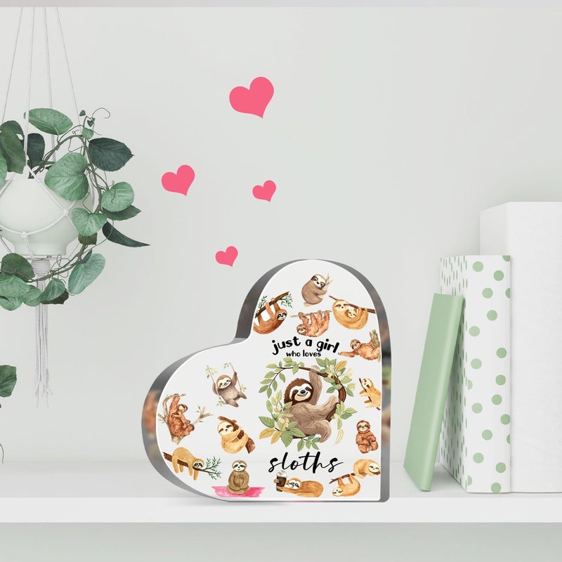 MUNLICAR Sloths Gifts for Sloths Lovers, Sloths Lover Birthday Gifts for Women, Just a Girl Who Loves Acrylic Sign, Sloths Themed Paperweight Birthday Friendships Gifts, Desk Table Decor for Girls - Image 4